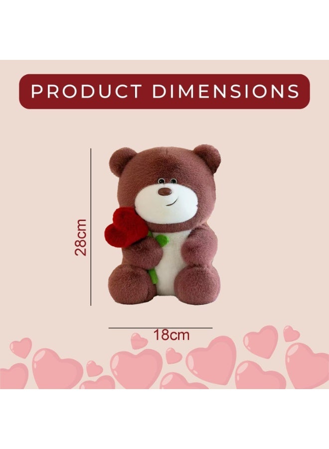 Home Smart Teddy Bear Holding Red Heart Rose 28cm – Soft Plush Stuffed Toy, Ideal Gift for Valentine’s, Anniversary and Birthday - Image 2